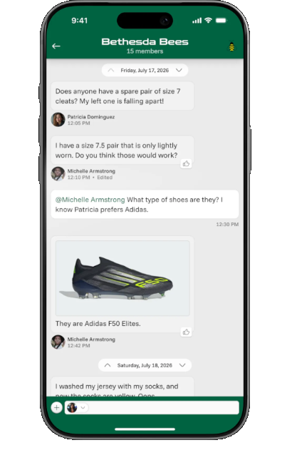 SPiN team chat on mobile